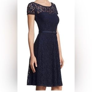 White House Black Market Navy Lace Dress Size 2